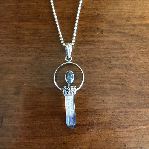 Jewelry - LAST ONE! 925 Amethyst Crystal Blue Topaz Pendant